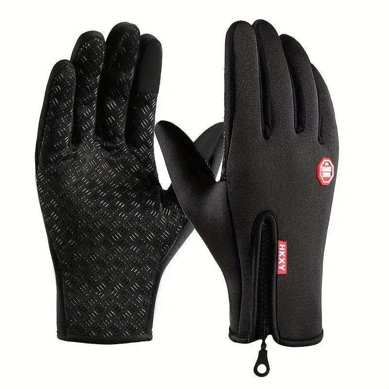 Warm Gloves Outdoor Cycling Zipper Gloves Men's Winter Women's Cycling Touchscreen Motorcycle Waterproof Warm Gloves