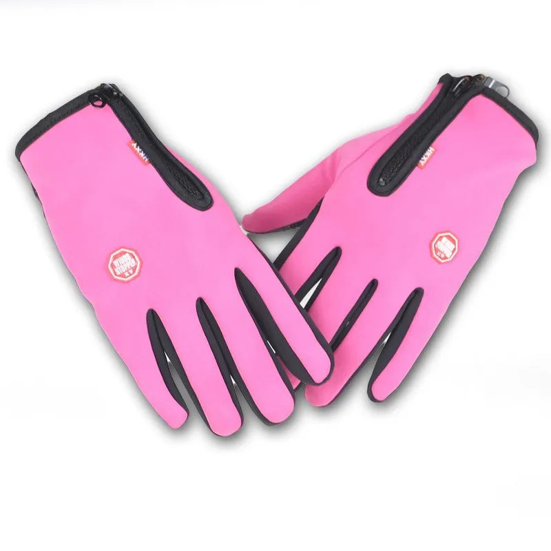 Warm Gloves Outdoor Cycling Zipper Gloves Men's Winter Women's Cycling Touchscreen Motorcycle Waterproof Warm Gloves